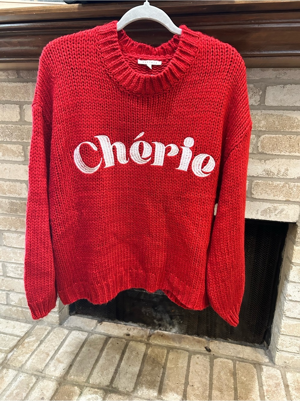 Baevely Red 'Chérie' Chunky Knit Sweater EUC